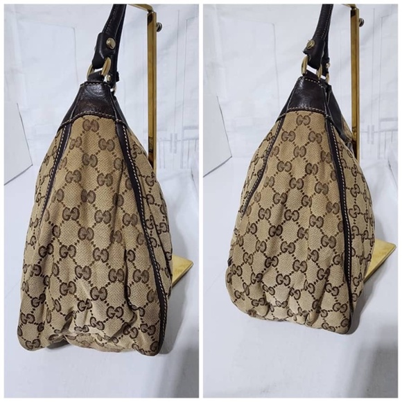 Authentic Gucci GG Canvas and Leather D Ring Hobo Bag Beige/Brown - Picture 11 of 16